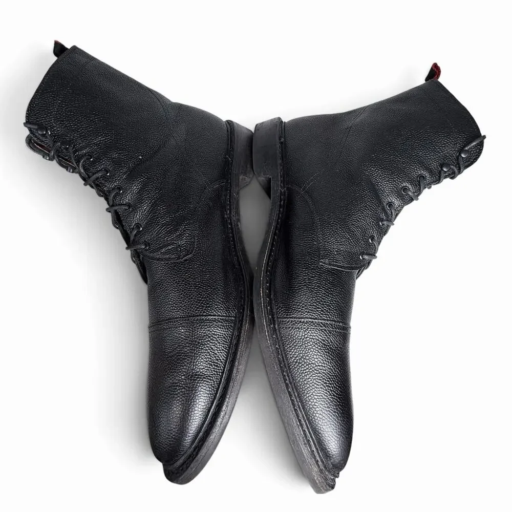Allen Edmonds First Avenue Lace Up Boots Mens Sz 15 Black Pebbled Leather USA
